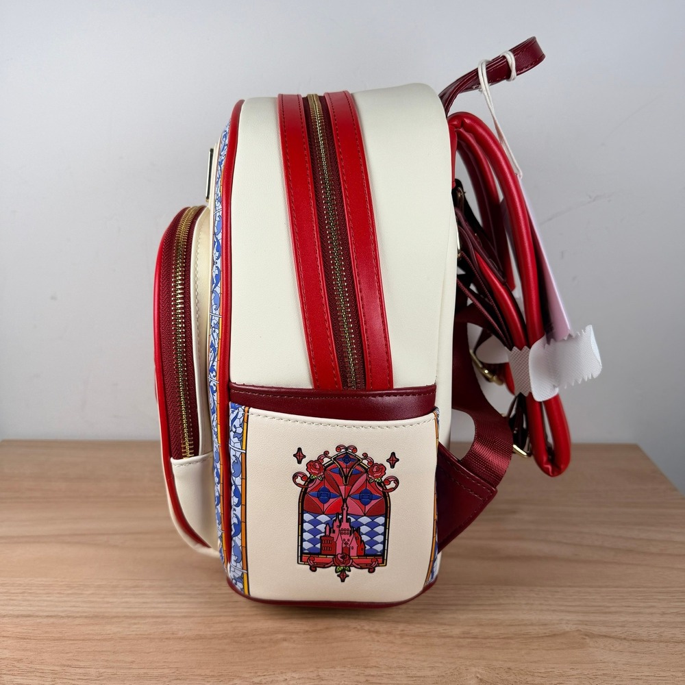 Loungefly Disney Beauty and the Beast Stained Glass Mini Backpack Portrait Belle - Picture 4 of 10